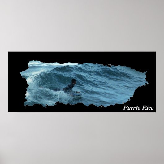 Puerto Rico Island Map Surfing Poster (Voorkant)