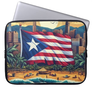 Puerto Rico Island Ontwerp en Vlag – Stijlvol Laptop Sleeve