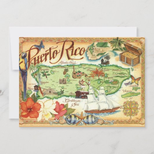 Puerto Rico Kaart 5x7 Grote Postkaart (Voorkant)