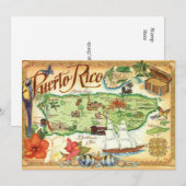 Puerto Rico Kaart 5x7 Grote Postkaart (Voorkant / Achterkant)