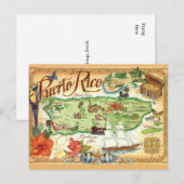 Puerto Rico Kaart Ansichtkaart (Voorkant / Achterkant)