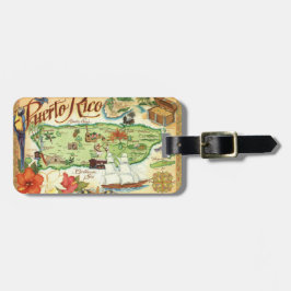 Puerto Rico Kaart Bagagelabel
