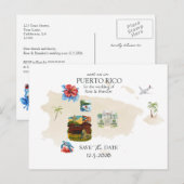 Puerto Rico Kaart Destination Wedding Sla de datum (Voorkant / Achterkant)