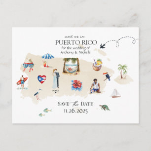 Puerto Rico Kaart Destination Wedding Sla de datum