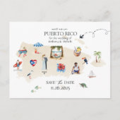 Puerto Rico Kaart Destination Wedding Sla de datum (Voorkant)