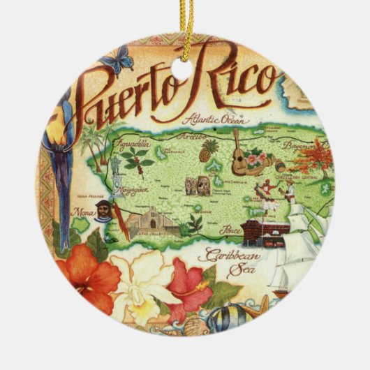 Puerto Rico Kaart Ornament (Voorkant)