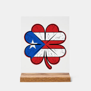 Puerto Rico klaver vlag vintage gravure vector D Acryl Bord