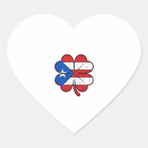 Puerto Rico klaver vlag vintage gravure vector D Hart Sticker