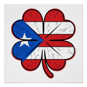 Puerto Rico klaver vlag vintage gravure vector D Perfect Poster