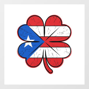 Puerto Rico klaver vlag vintage gravure vector D Raamsticker