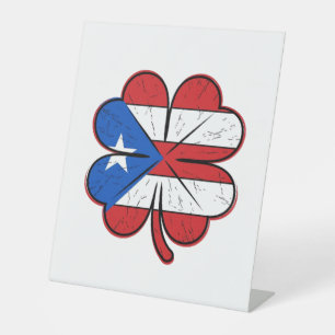 Puerto Rico klaver vlag vintage gravure vector D Reclamebord Met Voetstuk