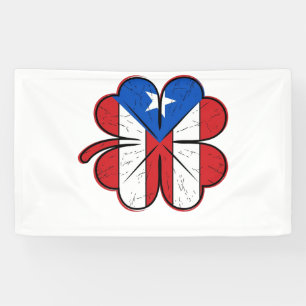 Puerto Rico klaver vlag vintage gravure vector D Spandoek