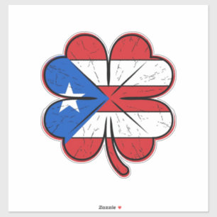 Puerto Rico klaver vlag vintage gravure vector D Sticker