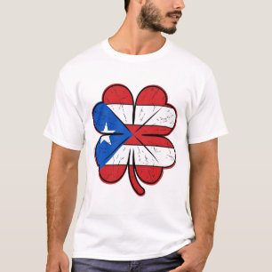 Puerto Rico klaver vlag vintage gravure vector D T-shirt