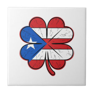 Puerto Rico klaver vlag vintage gravure vector D Tegeltje