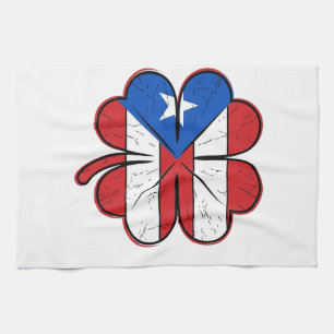 Puerto Rico klaver vlag vintage gravure vector D Theedoek