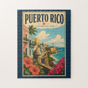 Puerto Rico Kust Illustratie Reis Kunst Vintage Legpuzzel