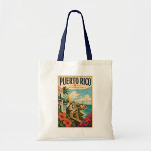 Puerto Rico Kust Illustratie Reis Kunst Vintage Tote Bag