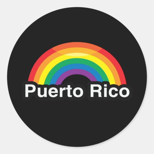 PUERTO RICO LGBT PRIDE REGENBOOG RONDE STICKER (Voorkant)