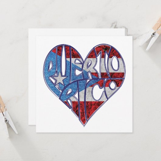 Puerto Rico Liefde Wenskaart Kaart (Voorkant / Achterkant in situ)
