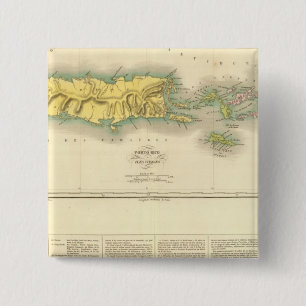 Puerto Rico, Maagdeneilanden Vierkante Button 5,1 Cm