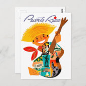 Puerto Rico, man met een gitaar Briefkaart (Voorkant / Achterkant)