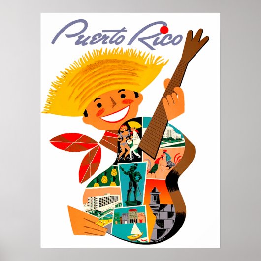 Puerto Rico, man with a guitar Poster (Voorkant)