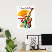 Puerto Rico, man with a guitar Poster (Thuiskantoor)