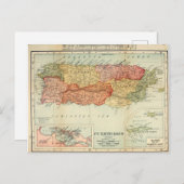  Puerto Rico Map, 1898 Briefkaart (Voorkant / Achterkant)