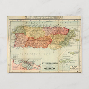  Puerto Rico Map, 1898 Briefkaart
