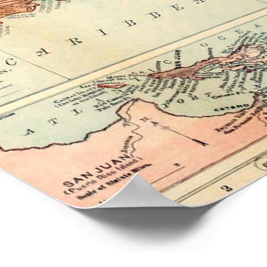 Puerto Rico Map, 1898 Poster (Hoek)