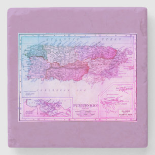 Puerto Rico Map, 1898 Stenen Onderzetter
