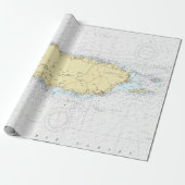 Puerto Rico Map (1981) Island of Enchantment Chart Cadeaupapier (Uitgerold)