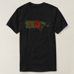 Puerto Rico Map Boricua Coqui Taino Flower T-Shirt