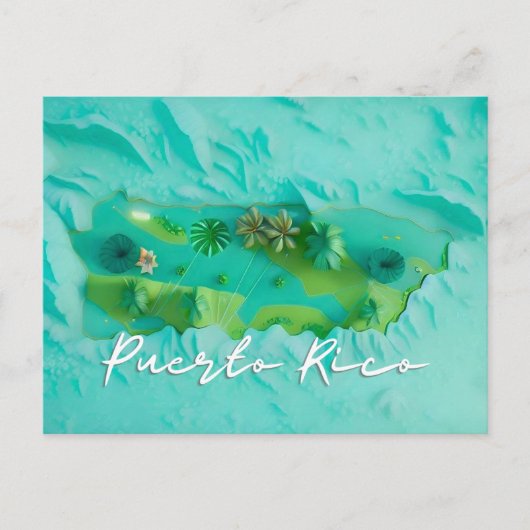 Puerto Rico Map Briefkaart (Voorkant)