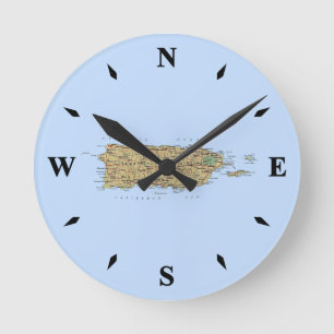 Puerto Rico Map Clock Ronde Klok