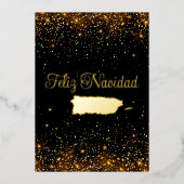 Puerto Rico Map Feliz Navidad Glitter Kerstmis Folie Feestdagenkaart (Voorkant)