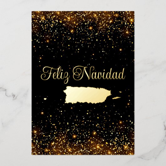 Puerto Rico Map Feliz Navidad Glitter Kerstmis Folie Feestdagenkaart (Voorkant)