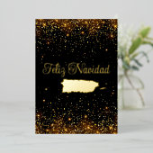 Puerto Rico Map Feliz Navidad Glitter Kerstmis Folie Feestdagenkaart (Staand Voorkant)