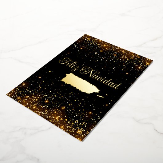 Puerto Rico Map Feliz Navidad Glitter Kerstmis Folie Feestdagenkaart (Gedraaid)