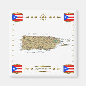 Puerto Rico Map + Flags Magnet (Voorkant)