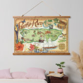 Puerto Rico Map Hangend Wandkleed (Slaapkamer)