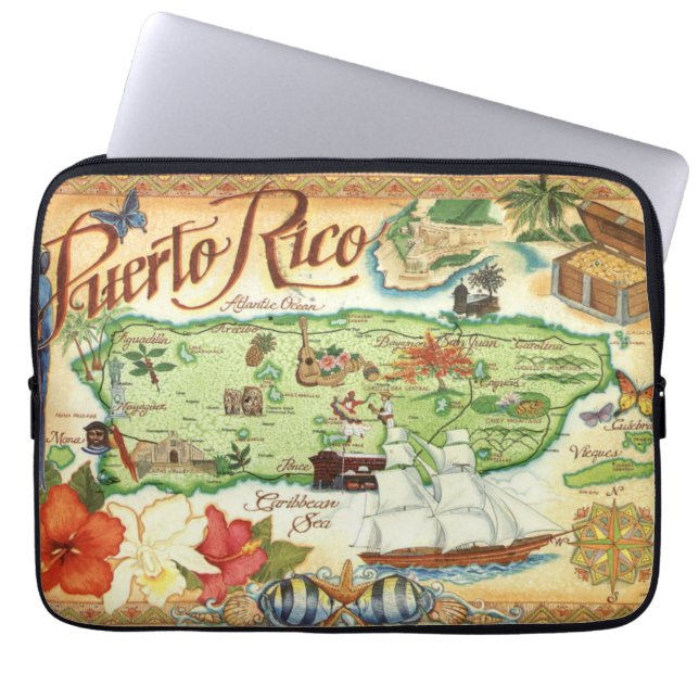 Puerto Rico Map Laptop Sleeve (Voorkant)