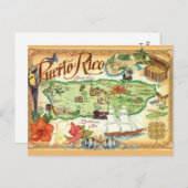 Puerto Rico Map  Postcard Briefkaart (Voorkant / Achterkant)