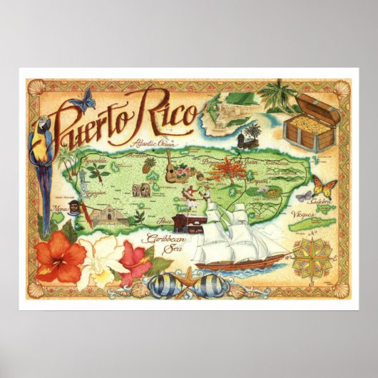 Puerto Rico Map Poster (Voorkant)