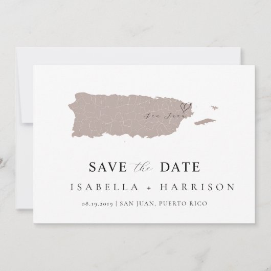 Puerto Rico Map Save the Date Template (Voorkant)