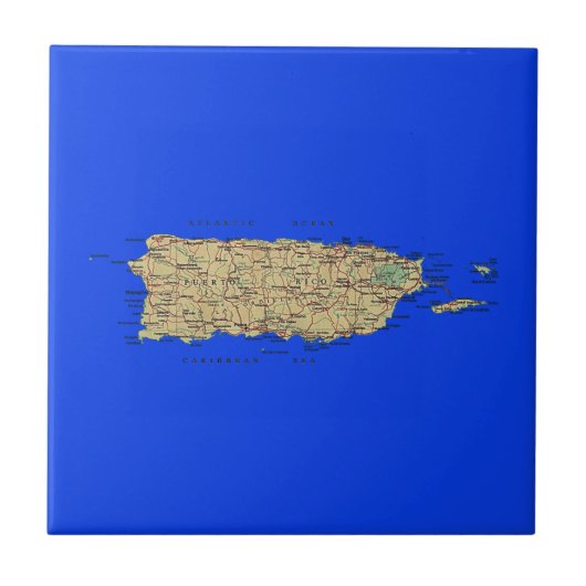 Puerto Rico Map Tile Tegeltje (Voorkant)