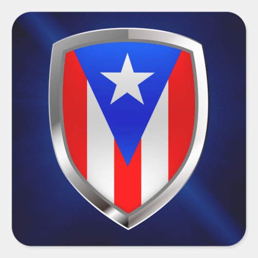 Puerto Rico Metallic Emblem Vierkante Sticker (Voorkant)