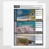 Puerto Rico Mock Ticket voor reizen en evenementen (Voorkant / Achterkant)