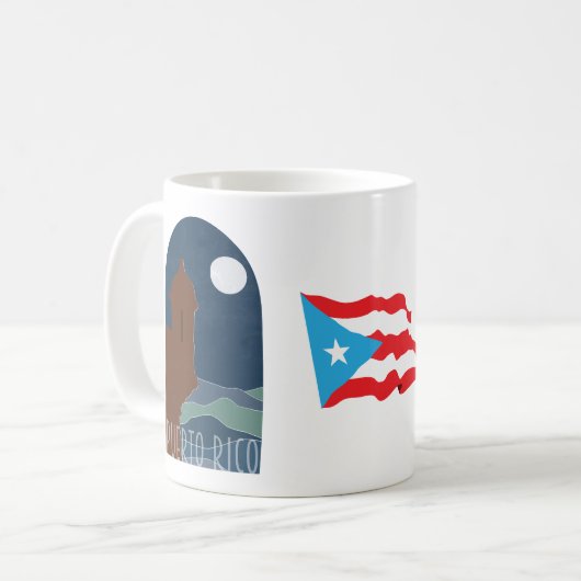 Puerto Rico Morro Garita At Night Arc Koffiemok (Voorkant links)